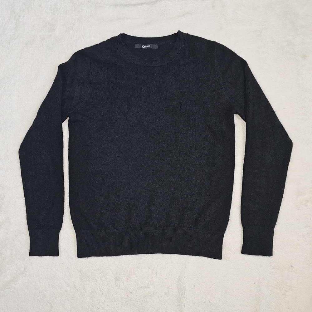 Quince Women Cashmere Crewneck Sleeved Sweater Black Size Medium XS